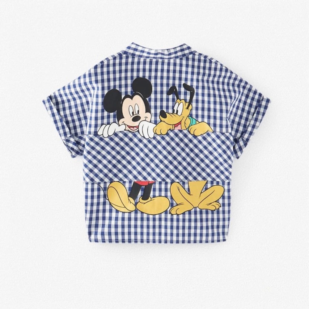 ZARA Disney Gingham Button Down Short sleeve shirt unisex